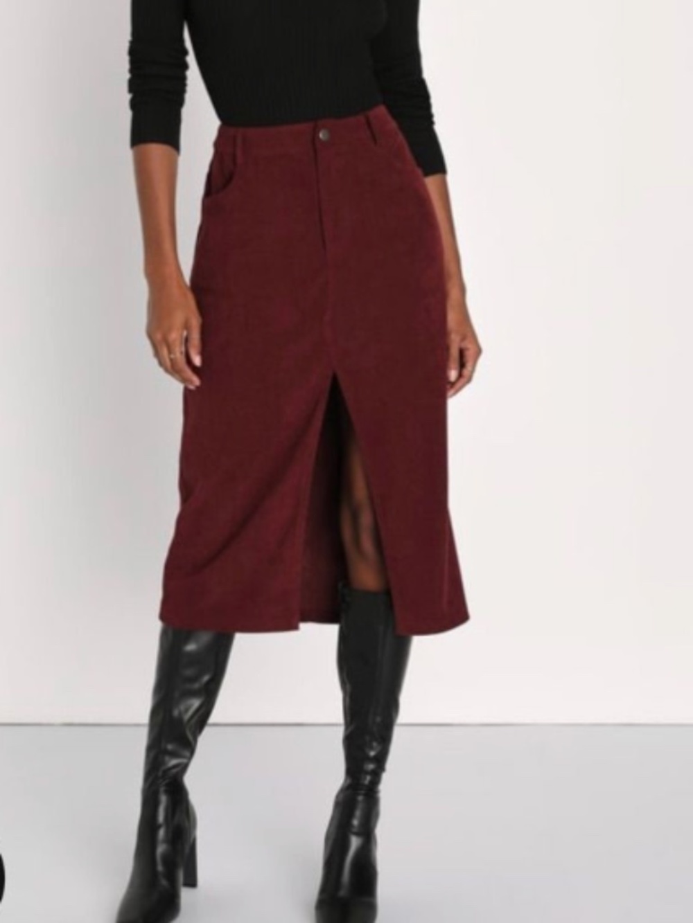 Reformation Lila midi skirt brown corduroy 25